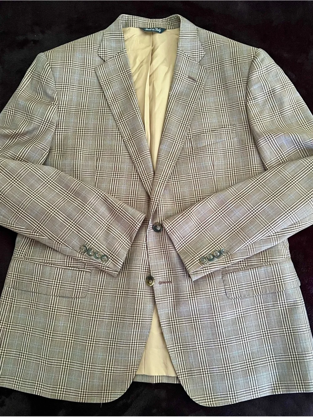 Bloomingdale's Italian Reda Super 130, Sport Coat , Beige with Blue Windowp